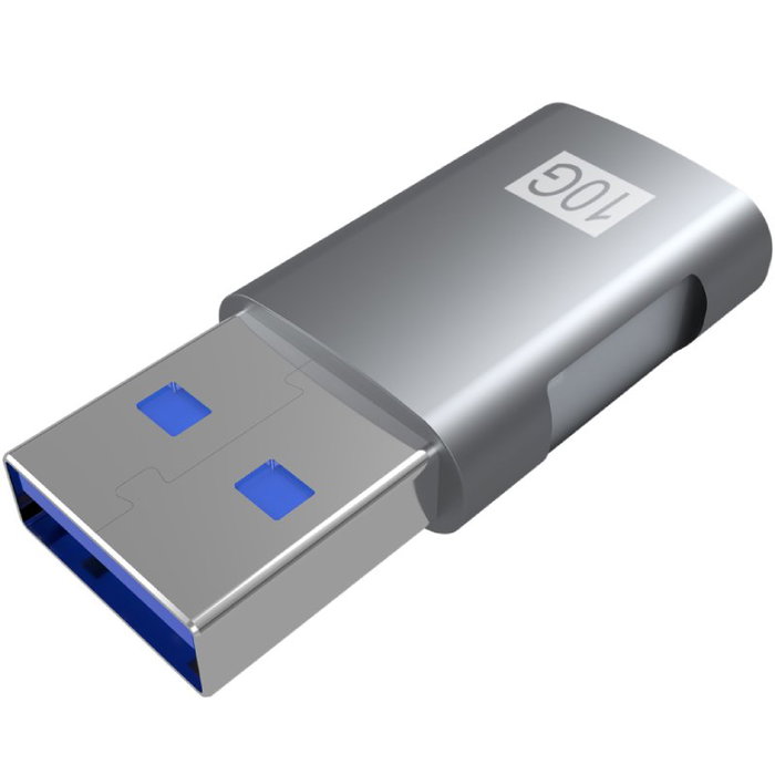 Aisens Mini Adaptador USB 3.2 Gen 2 10 Gbps USB-C Hembra a USB-A Macho Gris Aisens Mini Adaptador USB 3.2 Gen 2 10 Gbps USB-C Hembra a USB-A Macho Gris